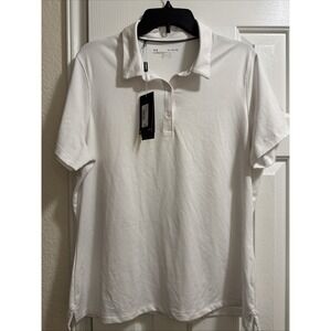 NWT Women's Under Armour Corp  Rival WHITE Polo Shirt  sz XL Loose‎ Fit